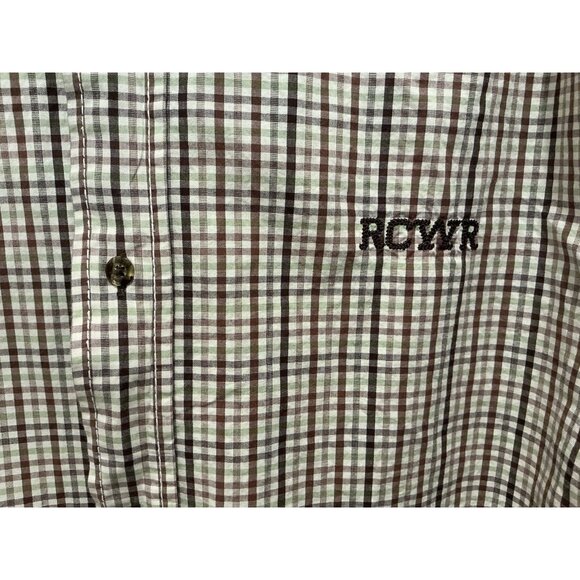 Rocawear Button Up 2XL Mens Brown Green White Embroidered Logo - Picture 5 of 10
